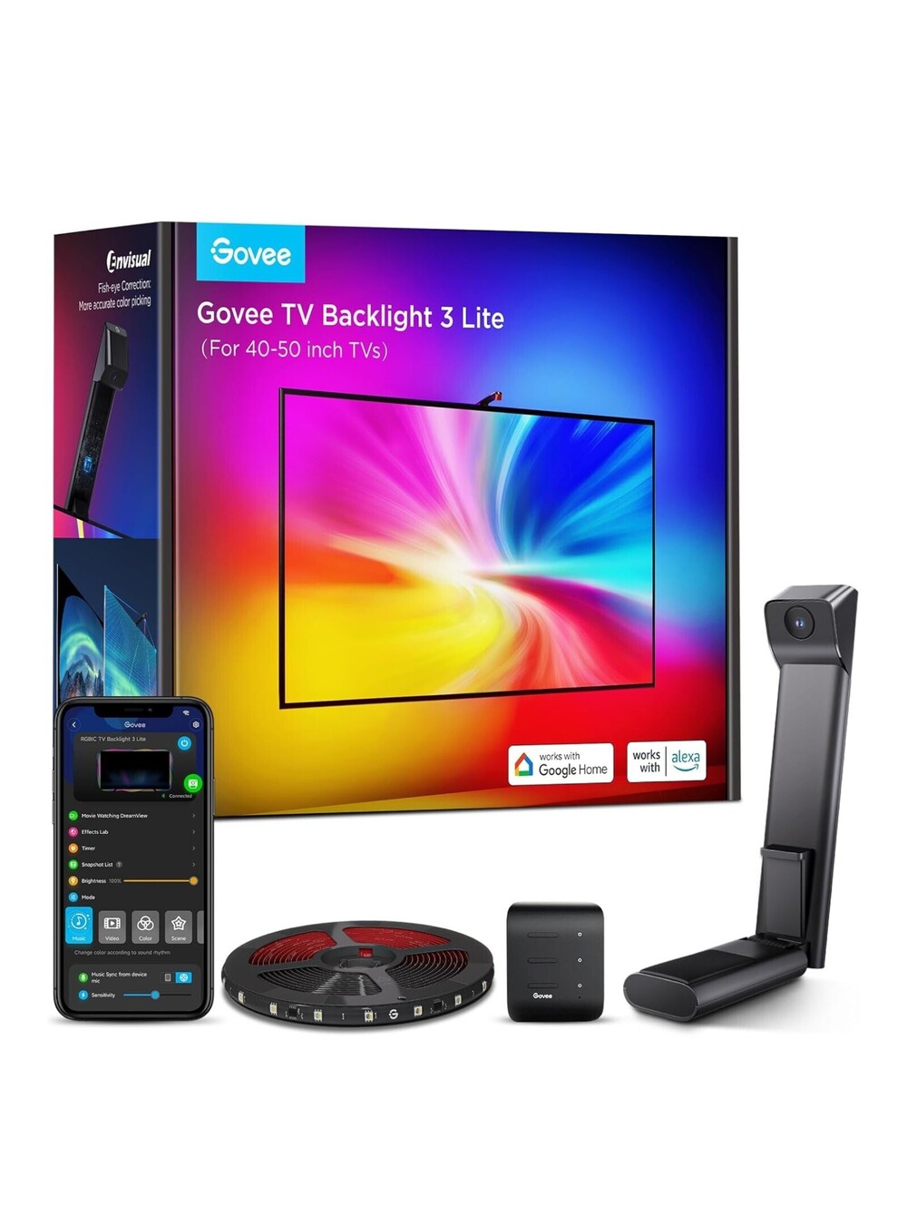Govee TV Backlight 3 Lite with Fish-Eye Correction Function Sync to 40-50 Inch
